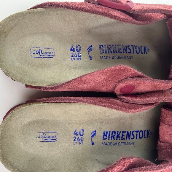 Birkenstock Sz 9-9.5 Boston Suede Clog in Maroon-Mauve Soft Footbed Comfy - Picture 14 of 15